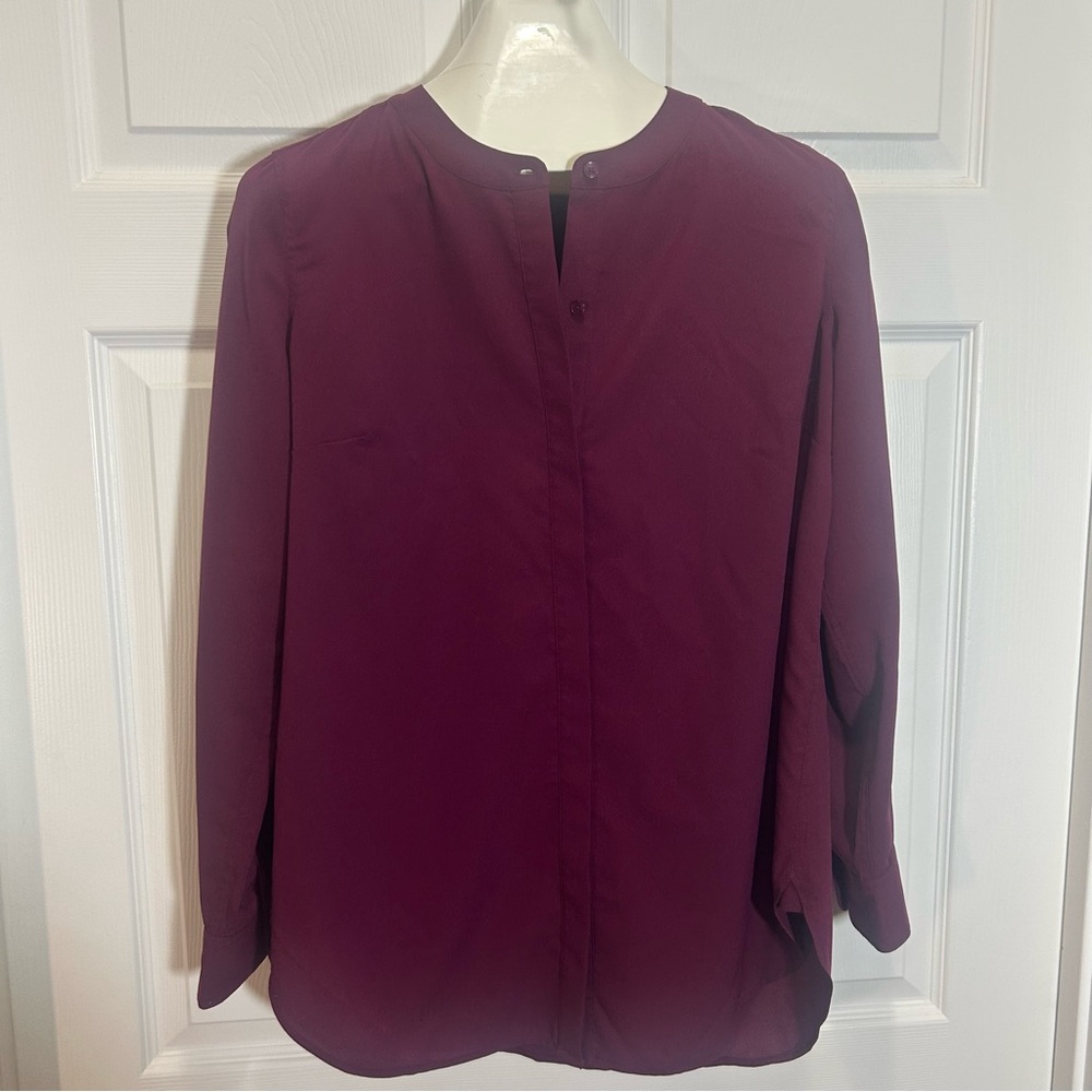 Talbots Deep Maroon Long Sleeve Blouse